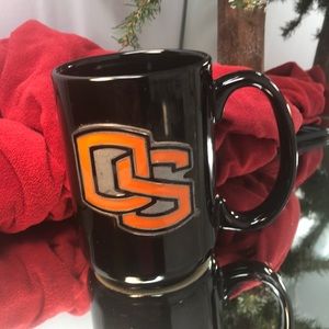 Oregon state large mug enabled pewter OS emblem on 1 side